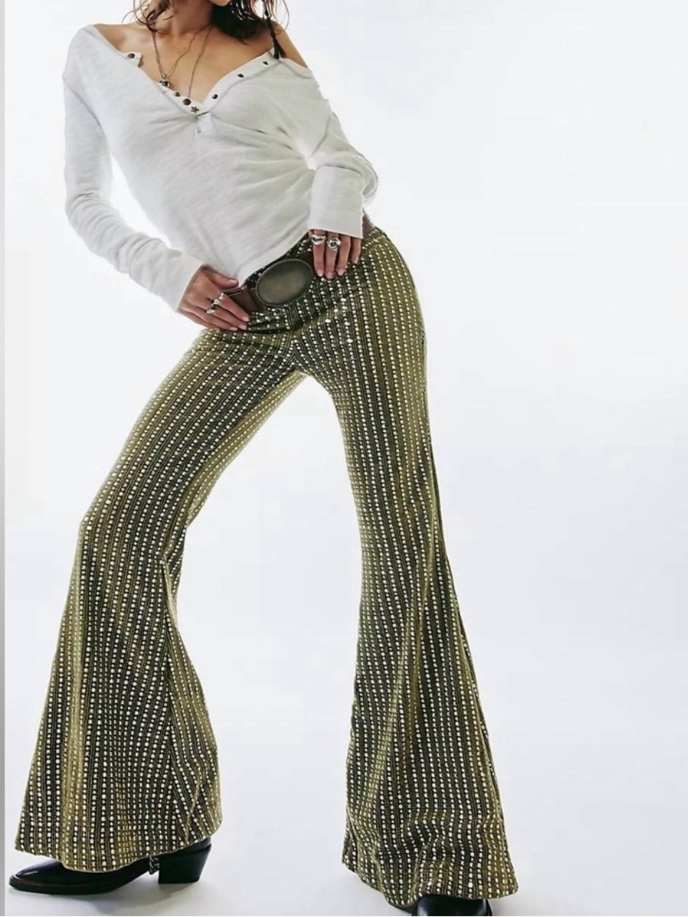 NWT Free People Start Me Up Flare Velvet Pants